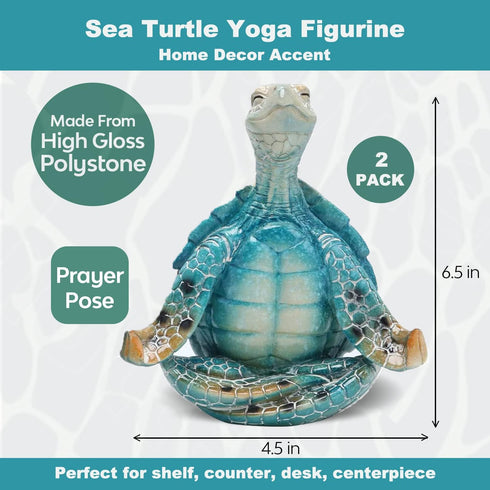 Sea Turtle Yoga Figurines Decorations, 2 Set Meditation Yoga Turtle Decor, Spring Summer Garden Meditating Turtle Crafts for Home Office Bathroom ...