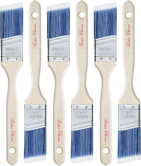 Bates- Paint Brushes, 1.5-Inch, 6 Pack, Treated Wood Handle, Paint Brushes for Walls, Stain Brush, Wall Paint Brushes, Furniture Paint Brush, Pain...