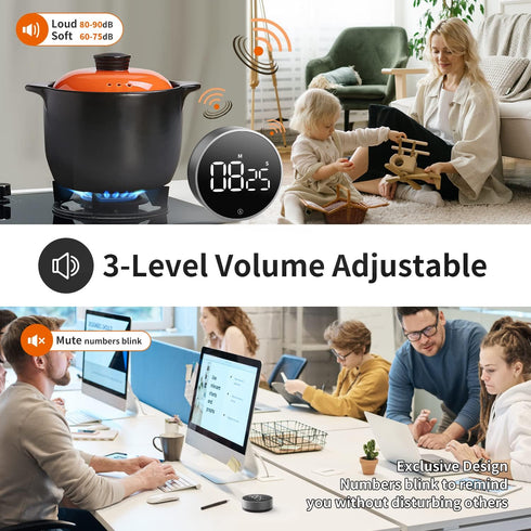 VOCOO Digital Kitchen Timer - Magnetic Countdown Countup Timer with Large LED Display Volume Adjustable, Easy for Cooking and for Seniors and Kids...