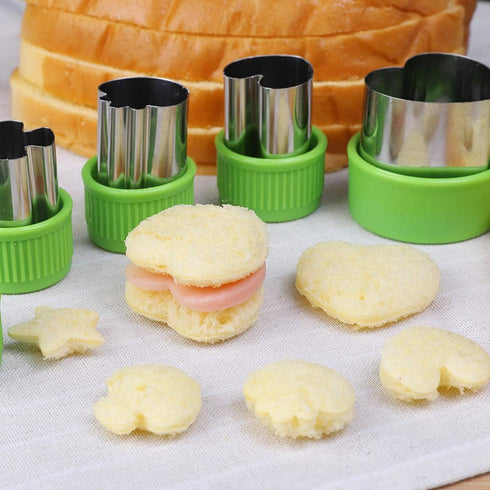 Vegetable Cutters Shapes Set, 20pcs Stainless Steel Mini Cookie Cutters, Vegetable Cutter and Fruit Stamps Mold + 20pcs Cute Cartoon Animals Food ...