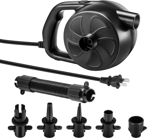 BUYMAX Electric Air Pump High Power Air Pump Inflator & Deflator Valve with 5 Nozzles for Air Mattress, Swimming Rings, Airbeds, Rafts, Inflatable...