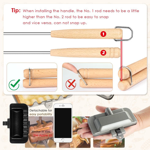 4w1h Sandwich Maker, Breakfast Sandwich Maker, Hot Dog Toaster, Grilled Cheese Maker Nonstick Sandwich Maker Flip Grill Pan for Breakfast Pancakes...