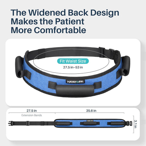 Gait Belt with Handles for Seniors, Transfer Gait Belts for Lifting Elderly, Physical Therapy Sit to Stand Patient Lift Aid Assist (Blue)...