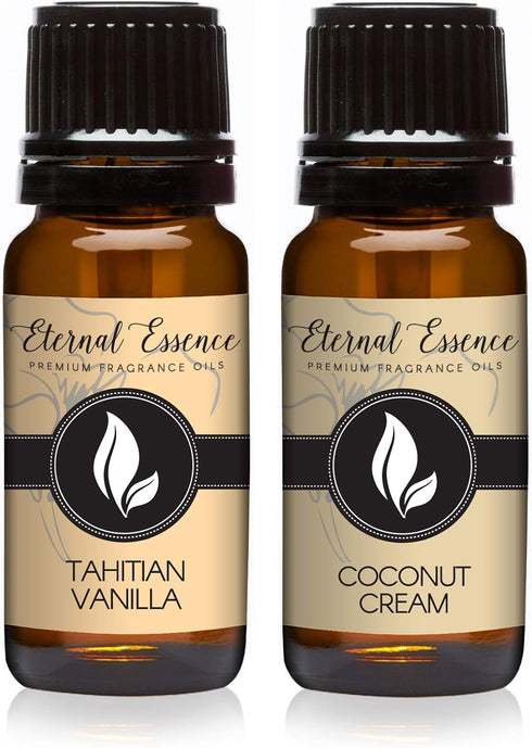 Eternal Essence Oils Fragrance Oil 2 Pack - Coconut Cream and Tahitian Vanilla Scents - Ideal for Diffusers, Candle Making, Soap Making, Aromather...