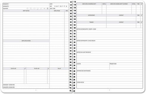 BookFactory Manager Notebook/Manager’s Log Book/Planner/Management Logbook - Wire-O, 100 Pages, 8.5”x11” (LOG-100-7CW-PP(ManagerNotebook)-BX)...