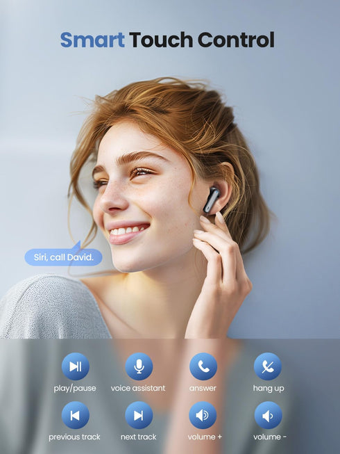 Bluetooth Headphones 5.3 Stereo Wireless Earbuds, 50 Hours of Playback with LED Display in-Ear Ear Buds with 4 Microphones IPX7 Waterproof Earphon...