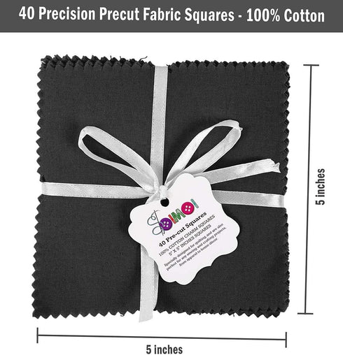 Soimoi Solid Black Precut 5 inch Cotton Fabric Quilting Squares Charm Pack DIY Patchwork Sewing Craft...