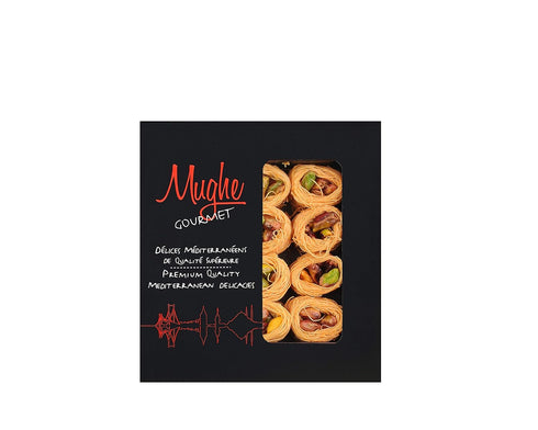 Mughe Gourmet Bite Size Pistachio Esh El Bulbul Baklava Kataifi Pastry Gifts - 150g/5.30oz -Rich Turkish Pistachios Shatila Baklawa Arabic Dessert...