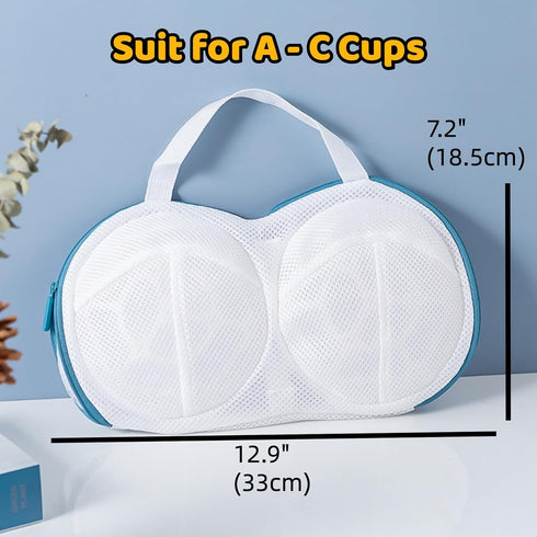 3Pcs Bra Wash Bags for Laundry Lingerie Underwear Brassiere Bag Set for Washing Machine With Zipper Women Delicates Blue (A to C Cups)...