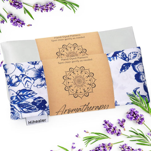 Hihealer 2-Pack Lavender Silk Eye Pillow, Relaxation Gift for Women, Weighted Eye Mask, Sinus Heating, Moist Heat Under Eye Bag, Meditation Access...