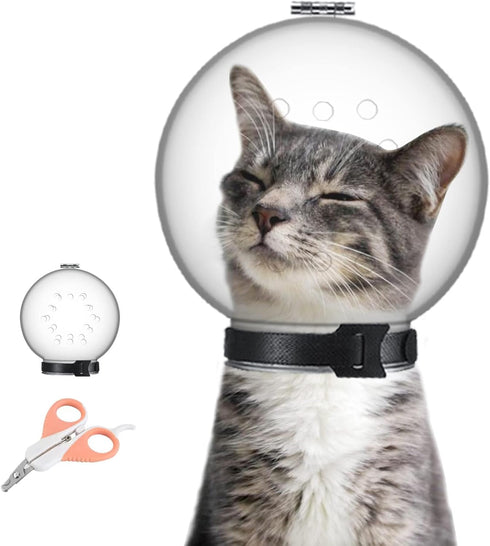 Cat Muzzle Combo - Adjustable Cat Hood, Breathable Anti-Bite Muzzles to Prevent Biting and Chewing, Safety Grooming Accessory for Small Pets.(M fo...