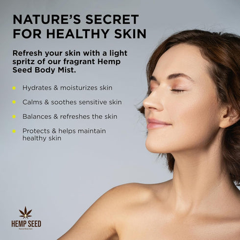 Hemp Seed Body Mist - 8 fl oz - Moisturizes, Invigorates & Protects Skin - With Hemp Seed Oil, Chamomile & Aloe Vera - Vegan, Cruelty Free...