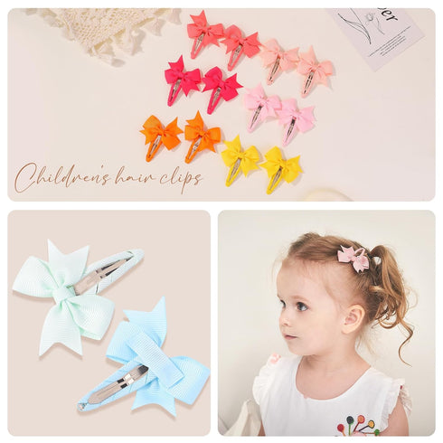 40PCS Snap Baby Hair Bows Clips for Girls Grosgrain Ribbon Fully Wapped 2 Inch Infant Hair Barrettes Accessories for Baby Girls Newborns Toddler...