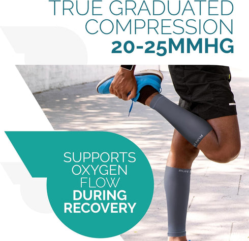 Run Forever Calf Compression Sleeves for Men and Women - Leg Compression Sleeve - Footless Compression Socks for Runners, Shin Splints, Varicose V...