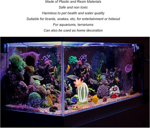 HEEPDD Aquarium Cactus Plant, Artificial Cactus Plant Landscaping Decoration for Fish Tank Reptile Terrarium...