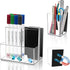 2 Pack Magnetic Pen Holder, Acrylic Magnetic Dry Erase Marker Holder with Full Magnet Back and 4 Compartments, Magnetic Pencil Cup Locker Organize...
