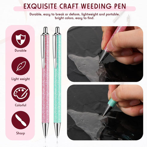 Epakh 2 Pieces Weeding Pen Vinyl Pen Pin Weeding Tool Fine Point Glitter Metal Vinyl Air Release or Car Puncturing Installation Retractable Craft ...