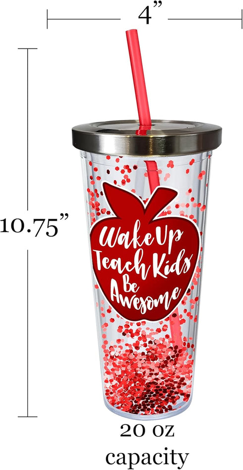 Spoontiques - Glitter Filled Acrylic Tumbler - Glitter Cup with Straw - 20 oz?- Stainless Steel Locking Lid with Straw - Double Wall Insulated - B...