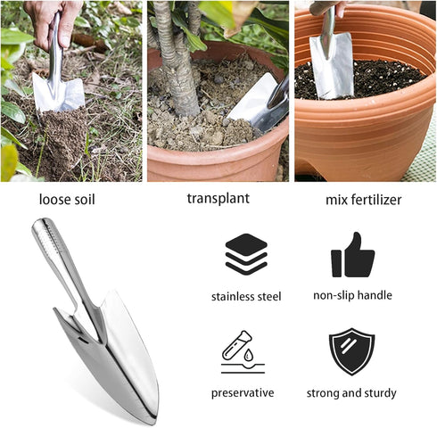 Garden Trowel Hand Shovel, Stainless Steel Gardening Tools for Transplanting Weeding Moving and Smoothing Digging Planting...