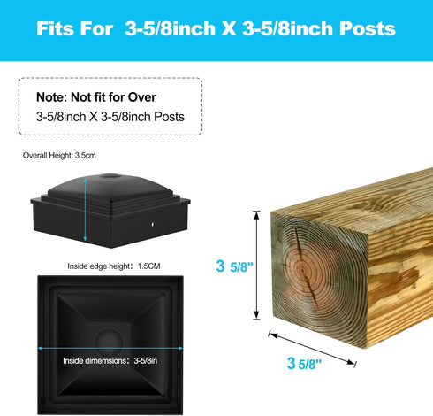 4x4"(3 5/8") Fence Post Cap,Deck Post Plastic Cap with Screws,PP Plastic Waterproof Protect Wooden Post Rot Proof and Anti-Cracking 12Pack…...