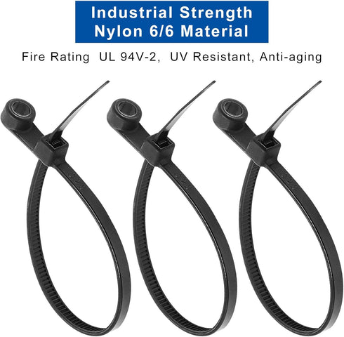 300pcs Zip Ties with Screw Hole, 6 inch 48lbs Electrical Cable Ties Straps, Mount Head Plastic Ties Multipurpose Heavy Duty Nylon Zip Tie for Indo...