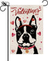 Valentines Day Garden Flag Valentine Boston Terrier Dog Flags for Outside Love Heart Anniversary Wedding Party Home Burlap Double Sided Yard Outdo...
