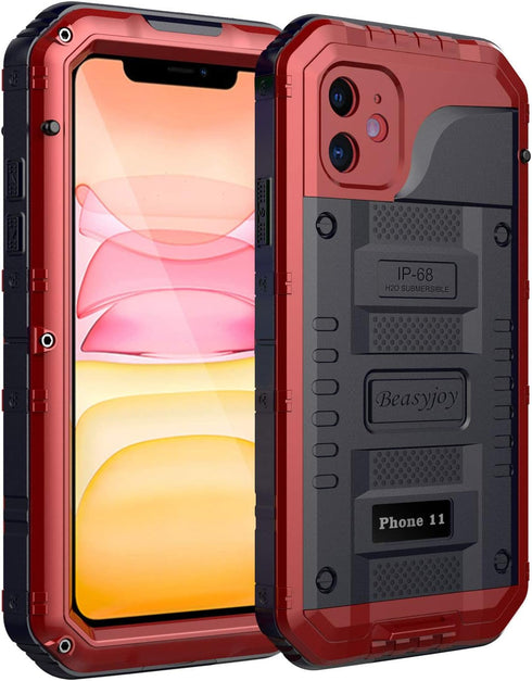 Beasyjoy for iPhone 11 Case Waterproof Metal Case Heavy Duty Built-in Screen Full Body Protective Shockproof Dustproof Military Grade Rugged Defen...