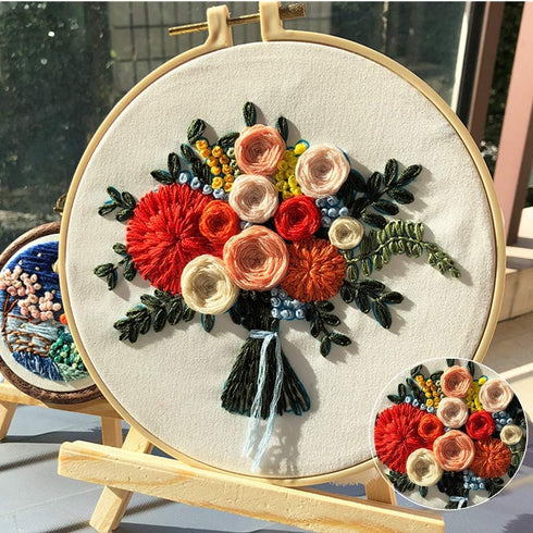 TAORANJU 1 Set Embroidery Kit Punch Needle Kit Cross Stitch Kits with Floral Pattern for Beginners...