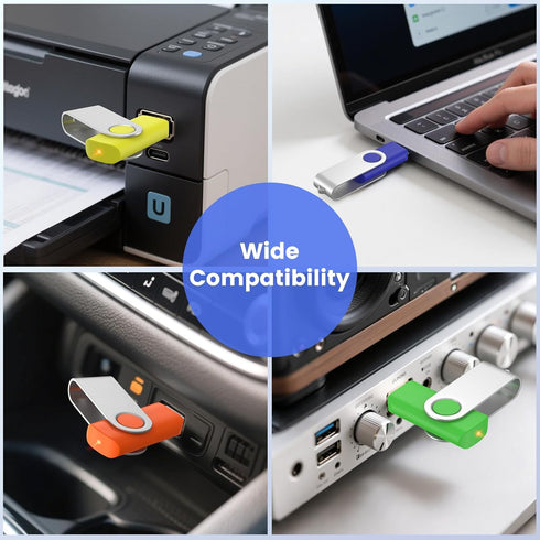 ABLAZE 1GB Flash Drive 10 Pack, USB 2.0 Memory Stick with Lanyards Swivel Thumb Drives Bulk 1GB Pendrive U Disk for Data Storage (Mixcolors)...