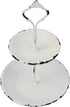 Stonebriar Small 2 Tier Worn White Metal Tray, Rustic Farmhouse Decor, Tiered Jewelry Tray for Vanity or Bathroom, 9.25"...