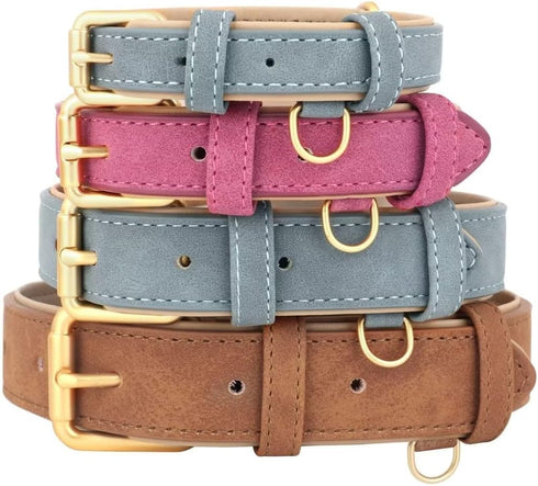Beirui Soft Padded Leather Dog Collar for Dogs, Comfortable Heavy Duty Small Medium Large Dog Leather Collar with Premium Alloy Hardware for Daily...
