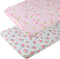 Pack n Play Playard Fitted Sheets 2 Pack Set for Baby Girl Soft Stretchy Jersey Knit Portable Mini Crib Mattress Cover, Pink Floral...