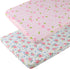Pack n Play Playard Fitted Sheets 2 Pack Set for Baby Girl Soft Stretchy Jersey Knit Portable Mini Crib Mattress Cover, Pink Floral...