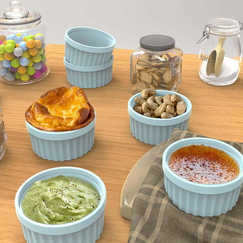 Silicone Ramekins 8 oz Oven Safe, 2Pcs Creme Brulee Ramekins Oven Safe, 4 inch Silicone Custard Cups, Small Baking Bowls For Baking Souffle, Puddi...