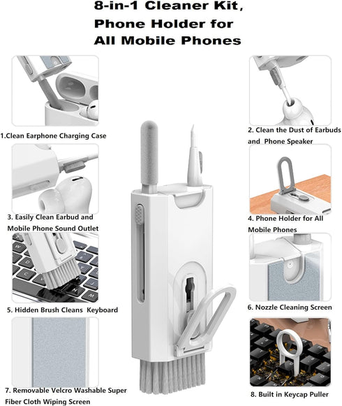 Laptop Phone Screen Keyboard Airpod Cleaner Kit for iPod iPad MacBook Tablet Computer Airpods Pro Earbuds Cleaning Tool Cell Phone Stand for Offic...