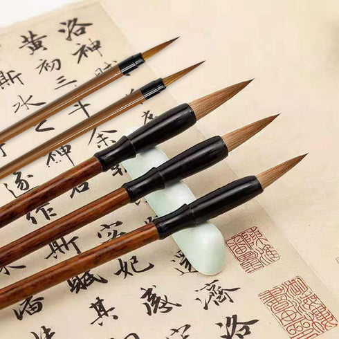 5pcs Calligraphy Brushes Painting Writing Brushes Watercolor Brushes Set Writing Sumi Hubi Maobi Drawing Watercolor Ink Art Kanji Painting Wooden ...
