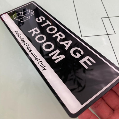Door Sign,RAMIEYOO Acrylic Authorized Personnel Only Signs for Door,Black and White - 9"x 3" (Storage Room)...