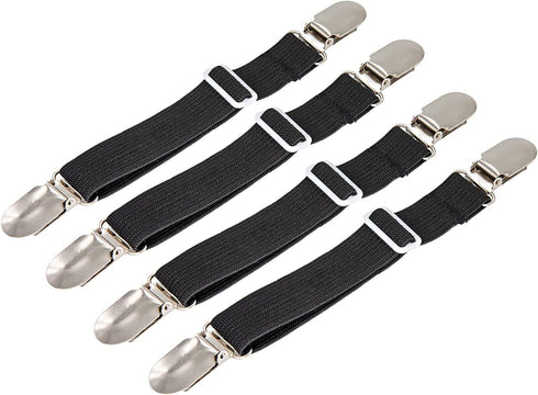 BetyBedy 4Pcs Adjustable Bed Sheet Fasteners Suspenders, Elastic Sheet Band Straps Clips, Cover Grippers Suspenders Holder for Mattress Pad Cover,...
