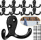 Coat Hooks Hardware, 10Pcs Wall Hooks Heavy Duty Hooks for Hanging Coats No Rust Double Robe Hook Wall Mounted for Key Towel Bags Cup Hat (Black)...