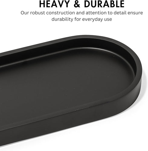 Matte Black Round Soap Dispenser Tray, 8” Soap and Lotion Bottle Tray Organizer Plate for Bathrooms, Kitchens, Countertops - Holds 2 Soap Dispense...