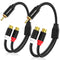 HOSONGIN 1ft RCA Splitter 1 Male to 2 Female Y Adapter 2 Pack, Short RCA Audio Speaker Splitter Cable, Double Shielding Black Nylon Braided Cable ...