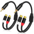HOSONGIN 1ft RCA Splitter 1 Male to 2 Female Y Adapter 2 Pack, Short RCA Audio Speaker Splitter Cable, Double Shielding Black Nylon Braided Cable ...