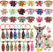 32pcs Summer Dog Collar Bow Ties, Bulk Adjustable 16pcs Small Dog Bow Ties and 16pcs Dog Neck Ties, Hawaii Fruit Dog Collar Bowties for Small Medi...