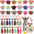 32pcs Summer Dog Collar Bow Ties, Bulk Adjustable 16pcs Small Dog Bow Ties and 16pcs Dog Neck Ties, Hawaii Fruit Dog Collar Bowties for Small Medi...
