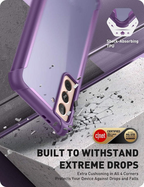 i-Blason Ares Series Case Designed for Galaxy S21 5G (2021 Release), Rugged Clear Bumper Case Without Built-in Screen Protector (Purple)...