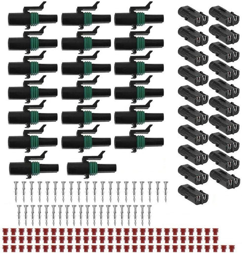 20Pcs 12015792 Complete Kits 2 Pin Sealed Connector 16-14 GA 8173 Replacement for Delphi Weather Pack...