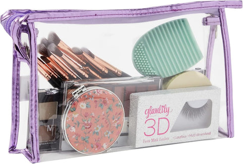 10 Pack Clear Cosmetic Bags with Zipper for Makeup, Travel Size Toiletries (5 Colors, 9.6 x 2 x 5.5 In)...