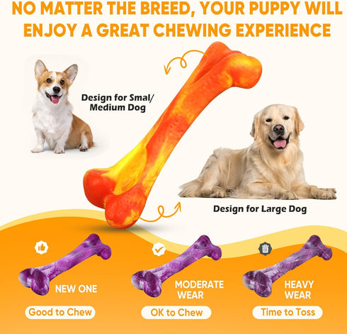 Mitzifuzz Tough Dog Toys for Aggressive Chewers, Interactive Dog Toys to Keep Them Busy, Dog Chew Toys Long Lasting for Large/Medium/Small Dogs, B...
