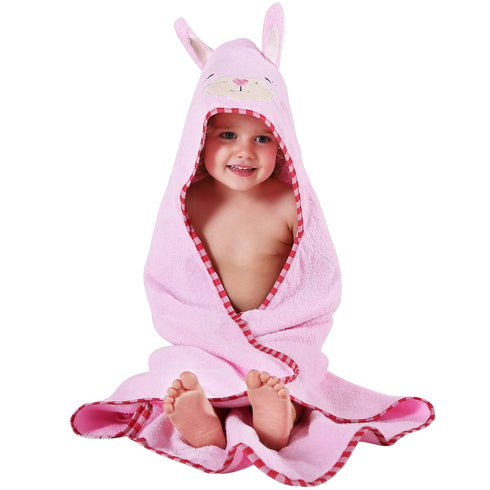 MICHLEY Animal Face Hooded Baby Towel Cotton Bathrobe for Boys Girls 0-6 Year Light Pink...
