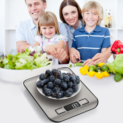 CROWNFUL Food Scale, 11 lb Digital Kitchen Scales with Built-in Coin Battery, Weight Ounces and Grams for Cooking and Baking, 6 Units with Tare Fu...
